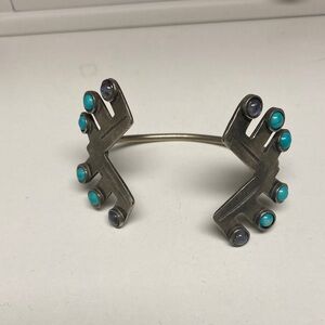 Turquoise and Silver Geometric Women's Bracelet